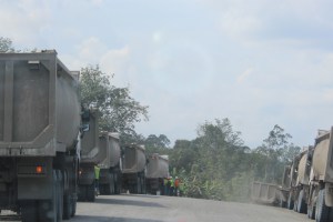 coal truck lineup at MGM mine